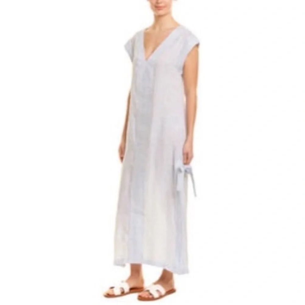 Solid & Striped Tie-Side Linen Maxi Dress